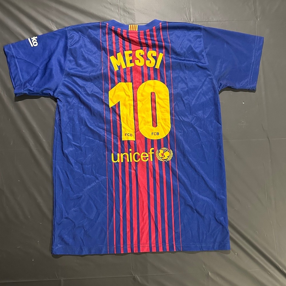 FC Barcelona Messi 10 Soccer Jersey Rakuten Blue Red Kids Size 14